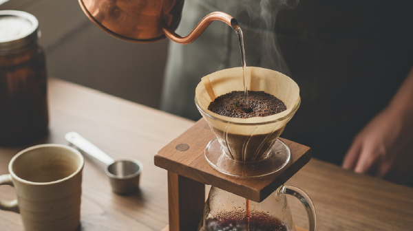 ハンドドリップで淹れているコーヒー